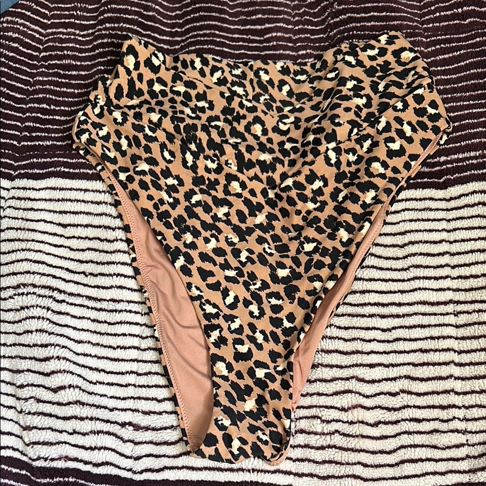 Leopard Print High-Waisted Bikini Bottom